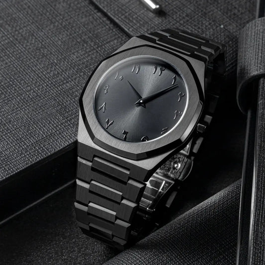 Men's Black Stainless Steel Watch with Arabic Numerals – Japan Miyota Quartz